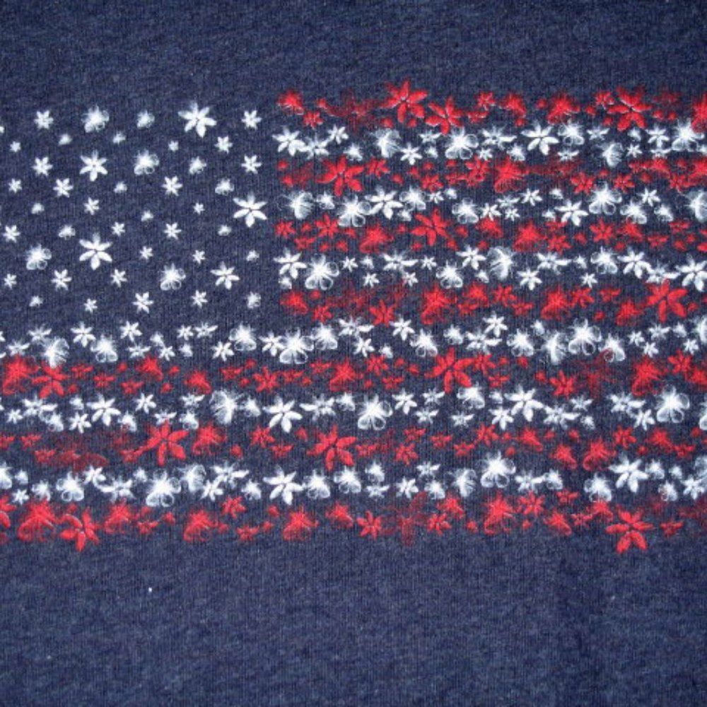 US Flag on Heather Navy Ladies MEDIUM Short Sleeve NEW Crewneck Tee